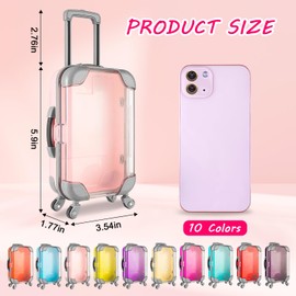 Mini Suitcase Party Favor Box, 8.66 x 3.54 x 1.77 Inches Plastic Mini Luggage Party Favor Box, 10 Colors Doll Suitcase for Birthday Wedding Travel Bachelorette Party Jewelry False Eyelashes Storage