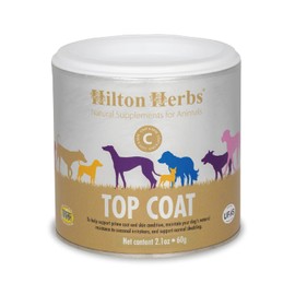 Hilton Herbs Top Coat Natural Dog Supplement. 100% Natural Ingredients. Healthy Skin and Shinny Coat. For Dogs with Itchy Skin, Sensitive to Allergens or Prone to Itching. 60 g