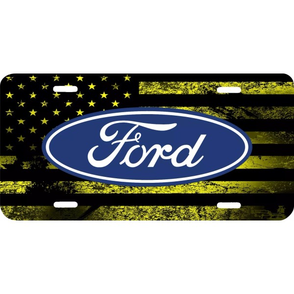 Unbranded GLOSS CLEAR COAT YELLOW AMERICAN FLAG BLUE FORD BADGE