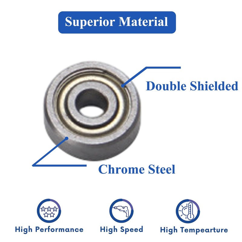 623ZZ Deep Groove Ball Bearings - 12PCS (3mm x 10mm