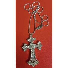 SILVER  PLATED CHRISTIAN  CATHOLIC  Holy CROSS  WITH 20" CHAIN