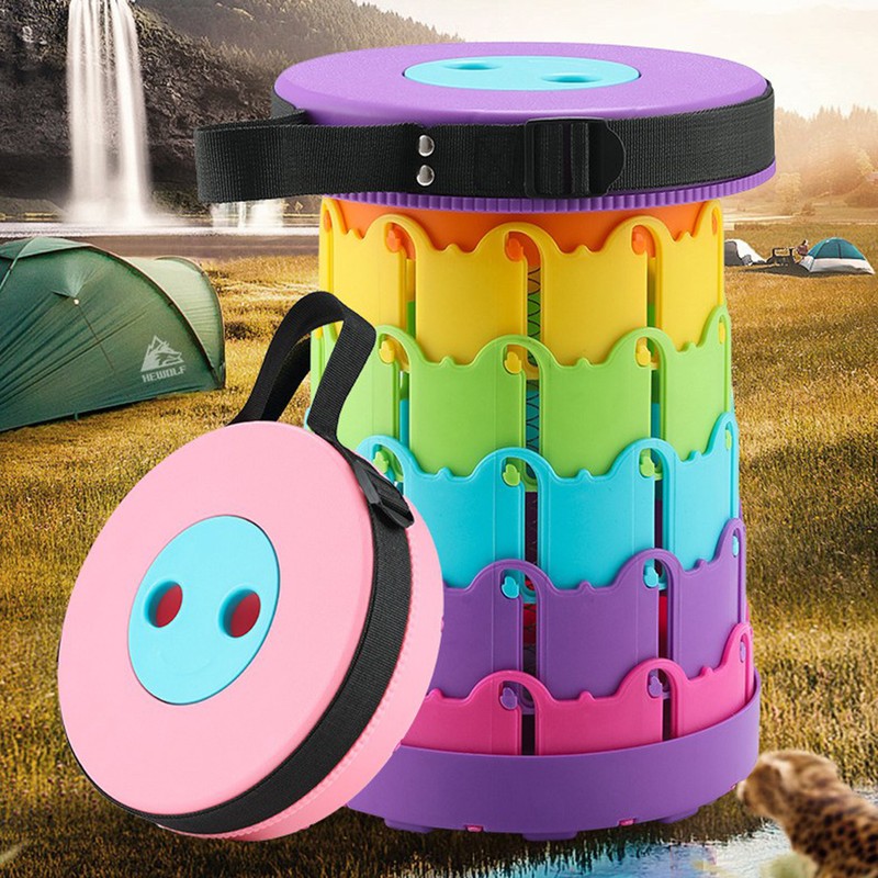 Telescopic Stool Rainbow Portable Retractable Collapsible Stools for Camping Fishing