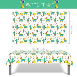 3 Pack Birthday Party Tablecloth Party Decorations, 51"x86" Outdoors Party Disposable Rectangle Table Covers Plastic Table Cloth for Children College High School Class of Party Supplies (Cactus)