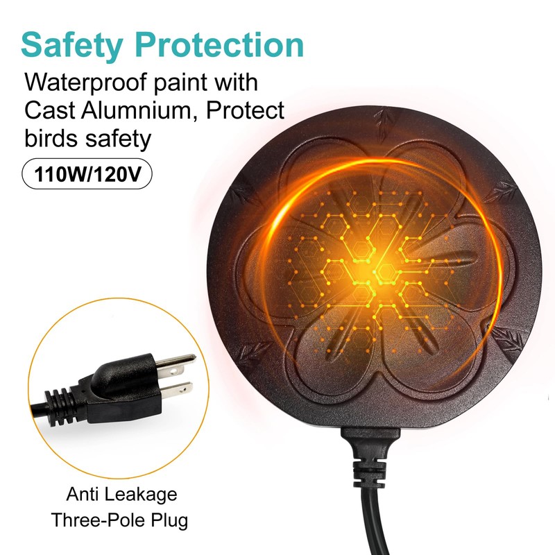 Poffattr 110W Bird Bath Heater for Outdoors in Winter, Submergible