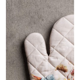 Maison d' Hermine Oven Mitt + Pot Holder 100% Cotton Heat Resistant Kitchen Oven Gloves (7.5"x13") & Hot Pads (8"x8"), Chef, Women & Men, Potiron - Thanksgiving/Christmas