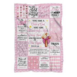 MUCHNEE Baptism Gift for Baby Girls, Baptism Blankets, Godchild Baptism Baby Blankets, Newborn Baby Parents Gifts, New Baby Throw Blankets, Christening Blanket Décor for Nursery, Bible Verse Blankets