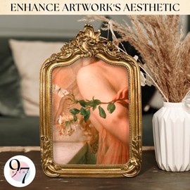 97 Decor 5x7 Vintage Picture Frame - Elegant Antique Frames 5x7 With Glass Front, Fancy Ornate Gold Frame 5 X 7 For Tabletop And Wall Mounting, Victorian Photo Frames For Walls Hanging