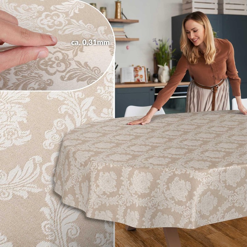 Fabric Tablecloth, Textile Table Linen, Cotton Polyester, Washable, Plain Ornamental