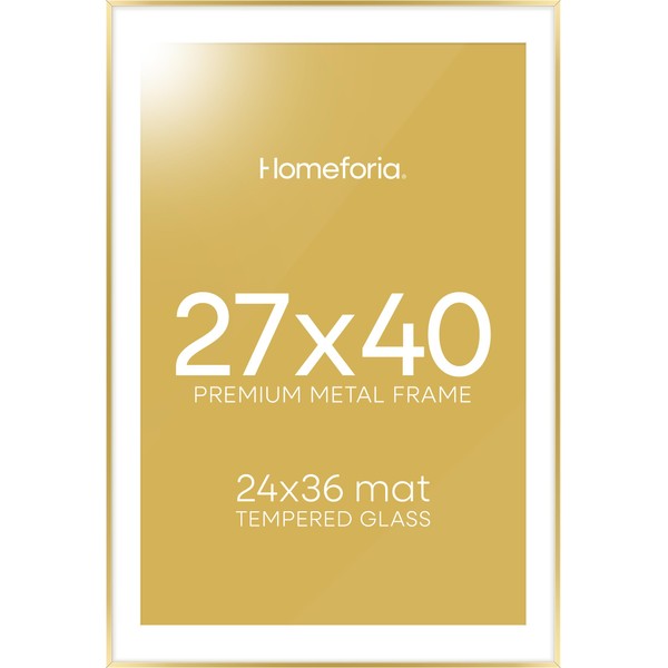 Homeforia 27x40 Poster Frame Gold, High End Metal 27x40 Picture