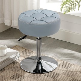 LUE BONA Adjustable Vanity Stool, 360°Swivel Vanity Chair Stool for Makeup Room, Stool Chair for Vanity, Small Velvet Vanity Stool for Bathroom, Living Room, Grayish Blue