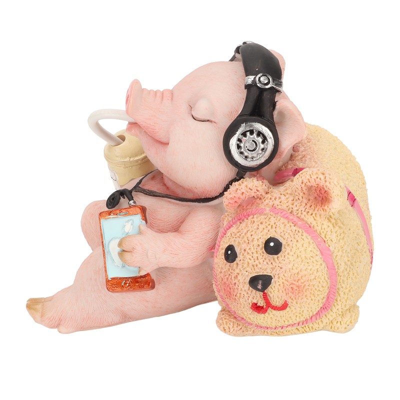 Pig Statue Mini Funny Casual Musical Resin Pig Art Figurine