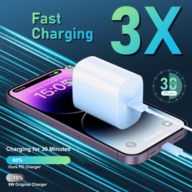 Phone 14 13 12 11 Fast Charger,10FT Long Fast Charging Lightning Cable with 20W USB C Charger Block for Phone 14/14 Pro Max/13/13 Pro Max/12/12 Pro Max/11/11Pro/XS/Max/XR/X,Pad,Blue