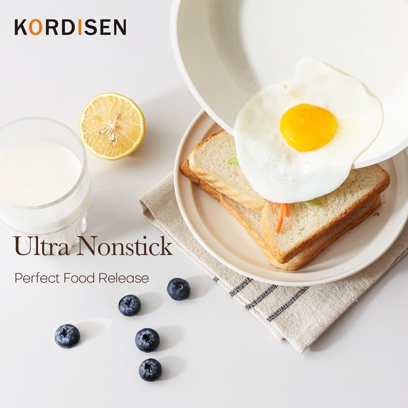Kordisen Nonstick Ceramic Frying Pan Set, 3 Piece Ceramic Skillet