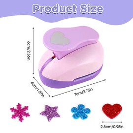 MEETOZ 4Pcs Crafts Punch Set, Shape Scrapbook Punches with Craft Sticker Paper, snowflake, Star, Heart, Flower Shape for Paper Crafts DIY