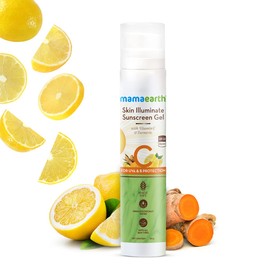 MAMAEARTH MAMAEARTH Skin Illuminate Sunscreen Gel with Vitamin C | Broad Spectrum SPF 50 & PA+++ | Reduces Tanning & Gives Long Lasting Sun Protection | No White Cast or Greasiness | 1.76 Oz/50g