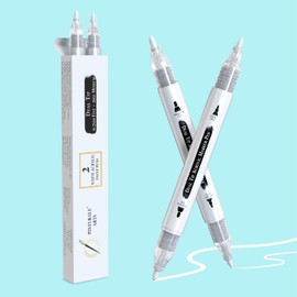 Pinturale Arts White Acrylic Paint Pen | Set 2 White Acrylic Marker Dual Tip (Fine 0,7mm and Medium 3mm) | For Black Paper, Ceramics, Rock Painting, Glass, Wood, Canvas, Metal