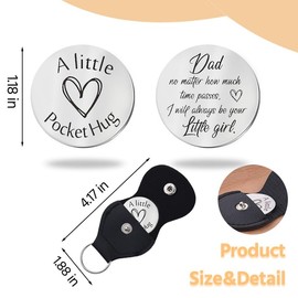 ShiQiao Spl Dad Pocket Hug Token Keychain Gifts for Daddy Christmas Birthday Gift for Father from Daughter, Father Pocket Hug Coin for Dad Retirement Appreciation Gift for Daddy Papa Gifts