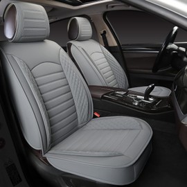 KBOISE Car Seat Covers 5 Seats Full Set, Waterproof Napa Leather Automotive Seat Protector for Cars SUV Truck Sedan, Universal Anti-Slip Car Seat Cushion Interior Accessories, Gray