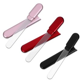 FNANJWQ 3Pcs Glass Nail Buffers with Case, Crystal Nail Files Shaping Nano Fingernail Files, Polisher Manicure Tools Shine for Natural and Acrylic Nails Home Salon Use Christmas Gift for Woman and Man