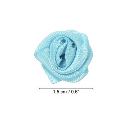 PATIKIL 0.6" Mini Satin Ribbon Roses, 50 Pcs Tiny Fabric Flowers Embellishments Rosettes Applique for DIY Crafts and Wedding, Light Blue