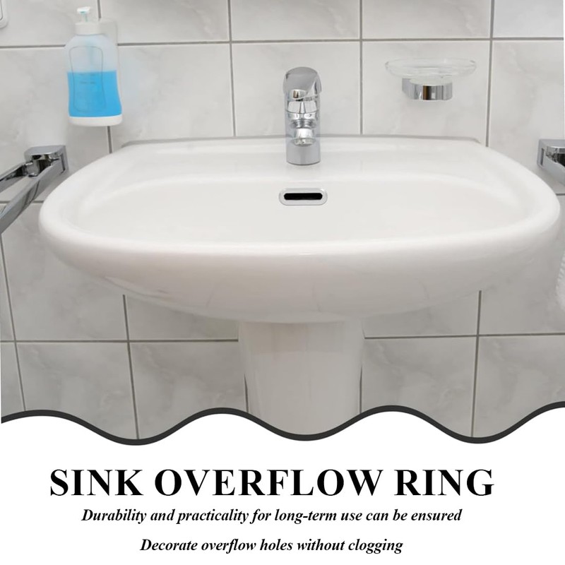 Set of 6 Plastic Sink Overflow Ring Cover for Tap