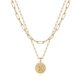 Yoosteel Gold Necklaces for Women, Dainty Paperclip Link Chain Gold Necklace Layered K Initial Necklaces for Women Gifts