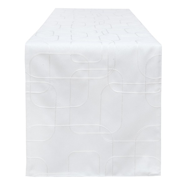 LLCUTESHOP Table Runner European White 32x220cm,Thickened Handmade Embroidery Double Layer