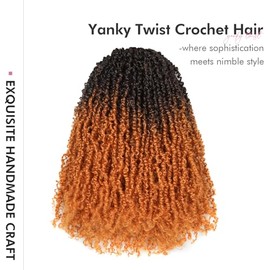 Toyotress Yanky Twist Crochet Hair - 12 Inch 8 Packs (30 Strands/Pcs) Pre-twisted Fluffy Spring Passion Twist, Ombre Orange Copper Pre-Looped Crochet Braids Braiding Hair (12 Inch, OT2/2735-8P)