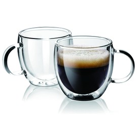 Espresso Cups Set Of 2, Double Walled Glass Coffee Mugs with Handle,Insulated Layer Coffee Cups,Clear Borosilicate Glass Mugs,Perfect for Cappuccino,Tea,Latte,Espresso (5oz-2Pack)