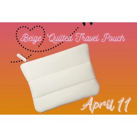 Color Street ~ zipper-pull Beige soft-quilted neoprene cosmetic case/bag - NEW