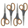 Westcott 8-Inch Titanium Bonded Straight Scissors, Soft Handle, Gray/Yellow, 4-Pack