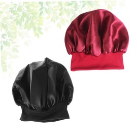 Healvian 2pcs Wide Side Elastic Sleeping Cap for Women High Elasticity Hair Loss Chemotherapy Hat Comfortable Bonnet for Hair Black Red