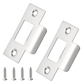QZKJQDD 2PCS Stainless Steel Door Strike Plate, Door Strike Plate, Stainless Steel Door Latch, Door Latch Plate, for Door Frame Door Jamb Standard Strike Plates with Repair Screws (70X 40.3mm,Silver)