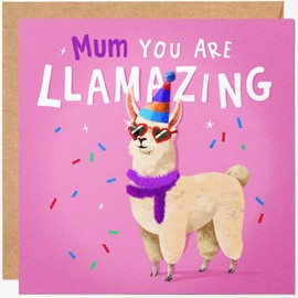 Funny Mother's Day Card for Mum - Cute Llama Birthday or Thank You Card - Mum You Are Llamazing - Pink Mum Birthday Card