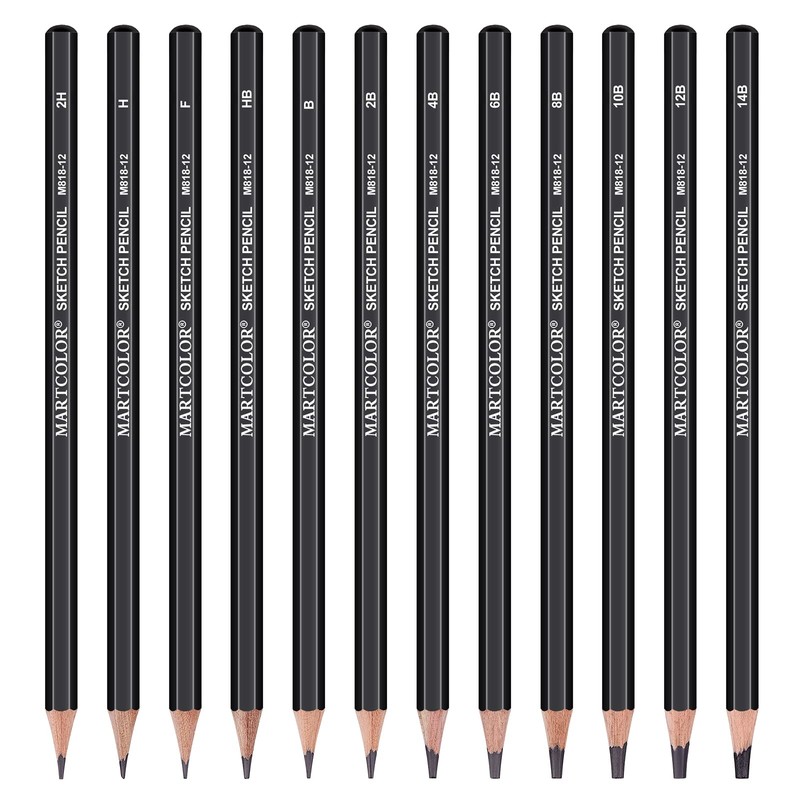 MARTCOLOR Drawing Sketching Pencils Set, 12 Pack Graphite Pencils(14B -