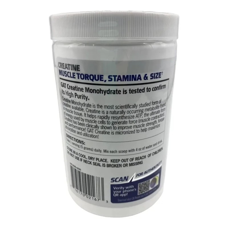 Gat Creatina Monohidratada 300gr 60 Servicios