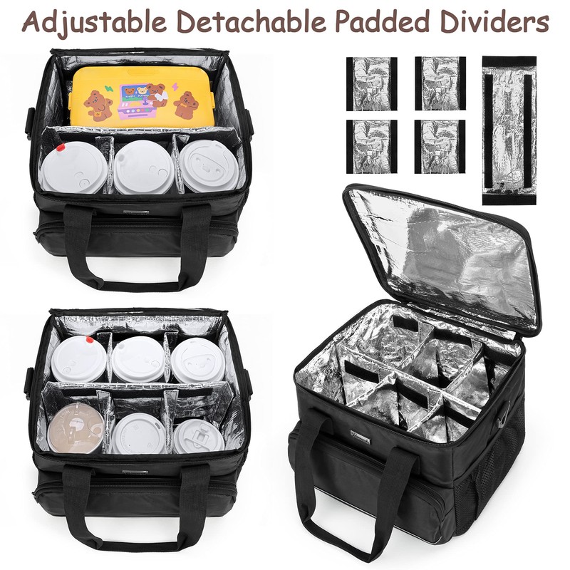 Trunab Reusable 6 Cups Drink Carrier for Delivery with Adjustable