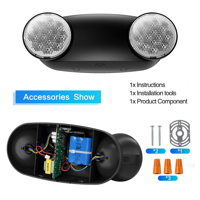 Spectsun Lighting 1 Pack Led Black Emergency Light with Battery