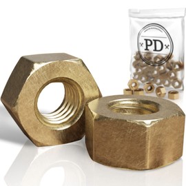 PD® Brass Nuts M5 (DIN 934 / ISO 4032), High-Quality Brass Hex Nuts, Hex Nut Brass Nut for Screws, Threaded Bolts and Threaded Rods, Pack of 25