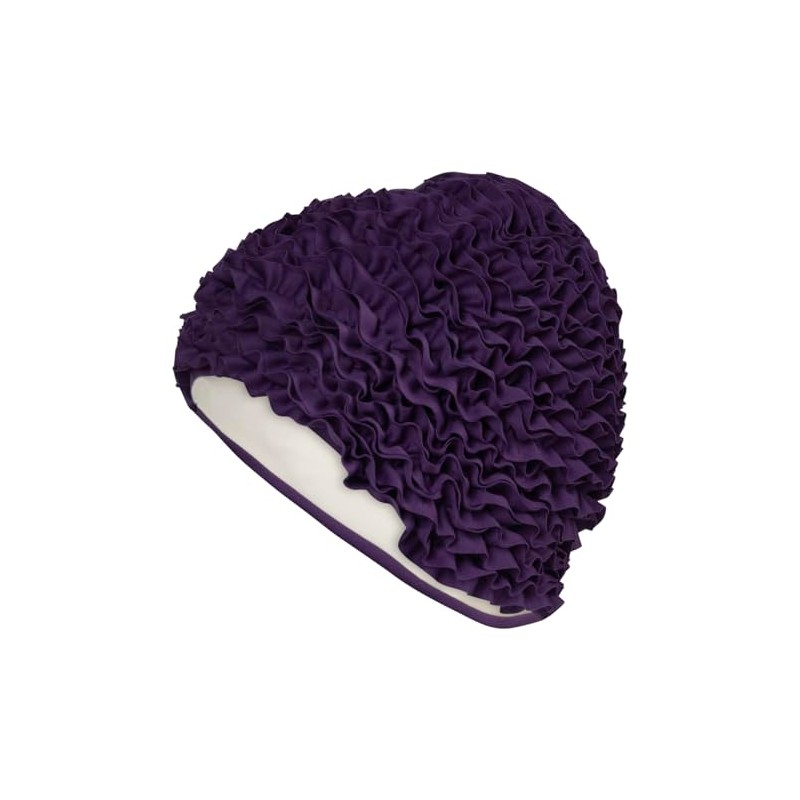 Fashy Ladies Purple Ruffle Swimming Cap with Foil Inner Cap
