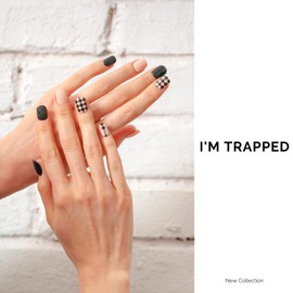 Nailog Semi Cured Gel Nail Strips 34 pcs| Buy 2 Get 1 UV Lamp | Long Lasting Nail Polish Sticker Wraps with Glossy Gel Finish | I'm Trapped