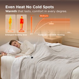 Bedsure Electric Blanket Full Size - Soft Flannel Heated Blanket, Fast Heating with 10 Time Settings & 6 Heat Settings, Warm Gift for Grandma (72x84 inches, Cream)