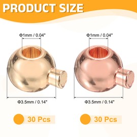 sourcing map 60 Pcs Crimp Beads Covers, 3.5mm Spacer Bead Covers, Metal Cord End Crimp Stopper Beads for DIY Craft Ends Accessories, Light Gold and Rose Gold