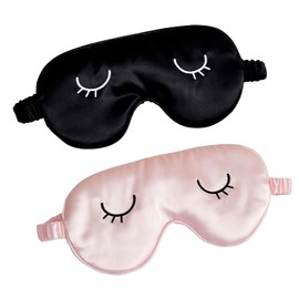 Pack of 2 Sleep Masks for Women & Children - Adults & Children Eye Mask, Soft Sleeping Glasses for Men and Women, Light Blocking Night Mask (Pink, Black)