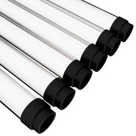KASTLITE T8 LED/Fluorescent Light Tube Guard with End Caps - 46-3/8" Lamp Diffuser Covers & Safety Sleeves, Clear Protective Plastic Bulb Replacement Covering & Overhead Lighting Accessory, Pack of 6