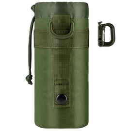 IronSeals Tactical Water Bottle Pouch Foldable Molle Water Bottle Holder Drawstring Open Top Travel Water Bottle Bag for Backpack Camping Outdoor