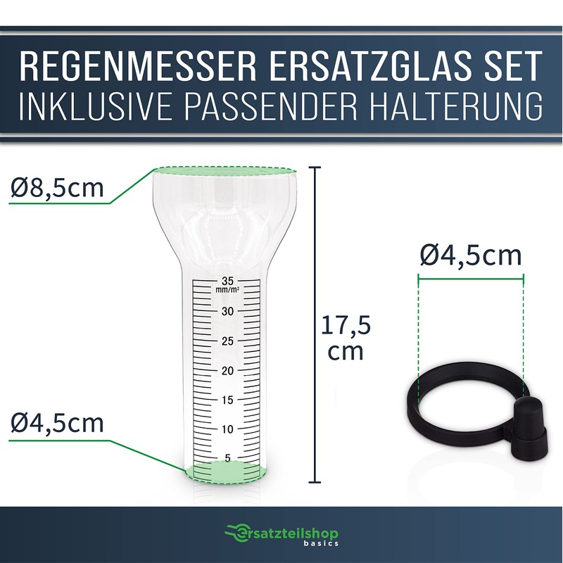 ersatzteilshop basics Rain Gauge Replacement Glass 35 mm/sqm for Frog,