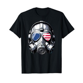 Mens American Flag USA America US Gas Mask Patriotic Graphic T-Shirt