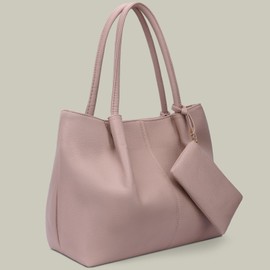 KKXIU Tote Bag for Women Vegan Leather Shoulder Purse Large Capacity Travel Bag (Pink)