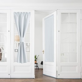 PONY DANCE French Door Curtain Opaque Curtains Set of 2 W 60 x H 240 cm Panel Curtain Balcony Door Thermal Curtain with Rod Pull Curtains Grey/White